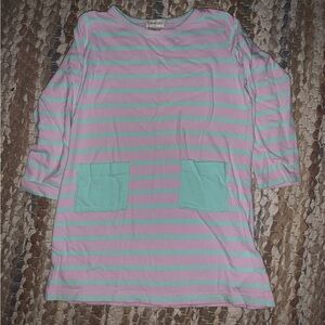 Crewcuts Pink and Mint Striped Casual Dress